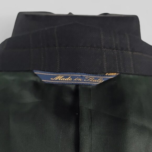 Zanella 100% Virgin Wool Sports Coat Blazer, Black w/ Brown Pattern 46L - Picture 14 of 15
